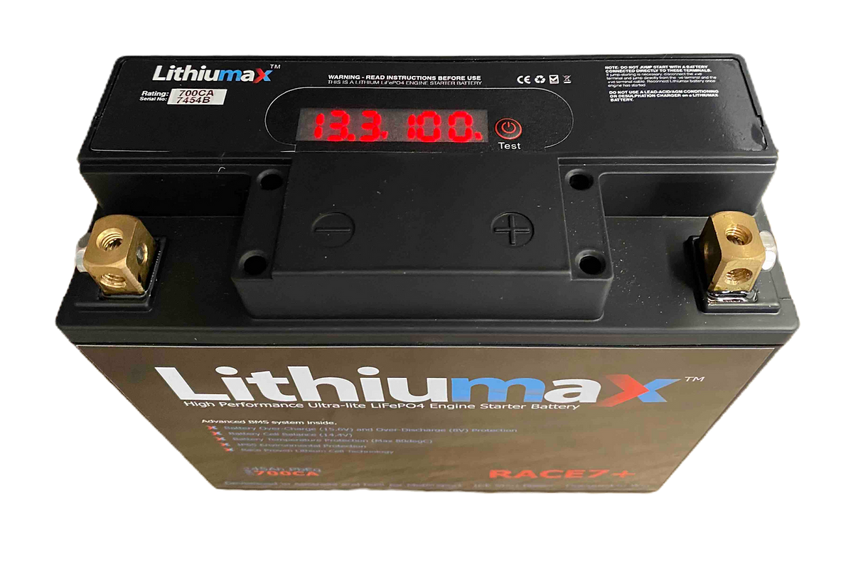 Lithiumax RACE7+700CA 15Ah Li 45Ah PbEq LiFePO4 engine starter battery light weight race battery