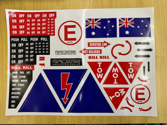 Racers Addiction Large Motorsport Australia/AASA/CAMS Approved Sticker Sheet