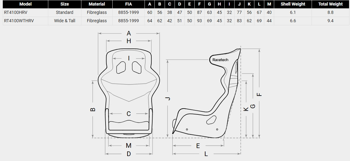 Racetech RT4100HR Racing Seat