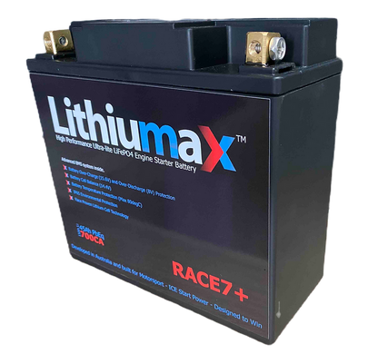 Lithiumax RACE7+700CA 15Ah Li 45Ah PbEq LiFePO4 engine starter battery light weight race battery