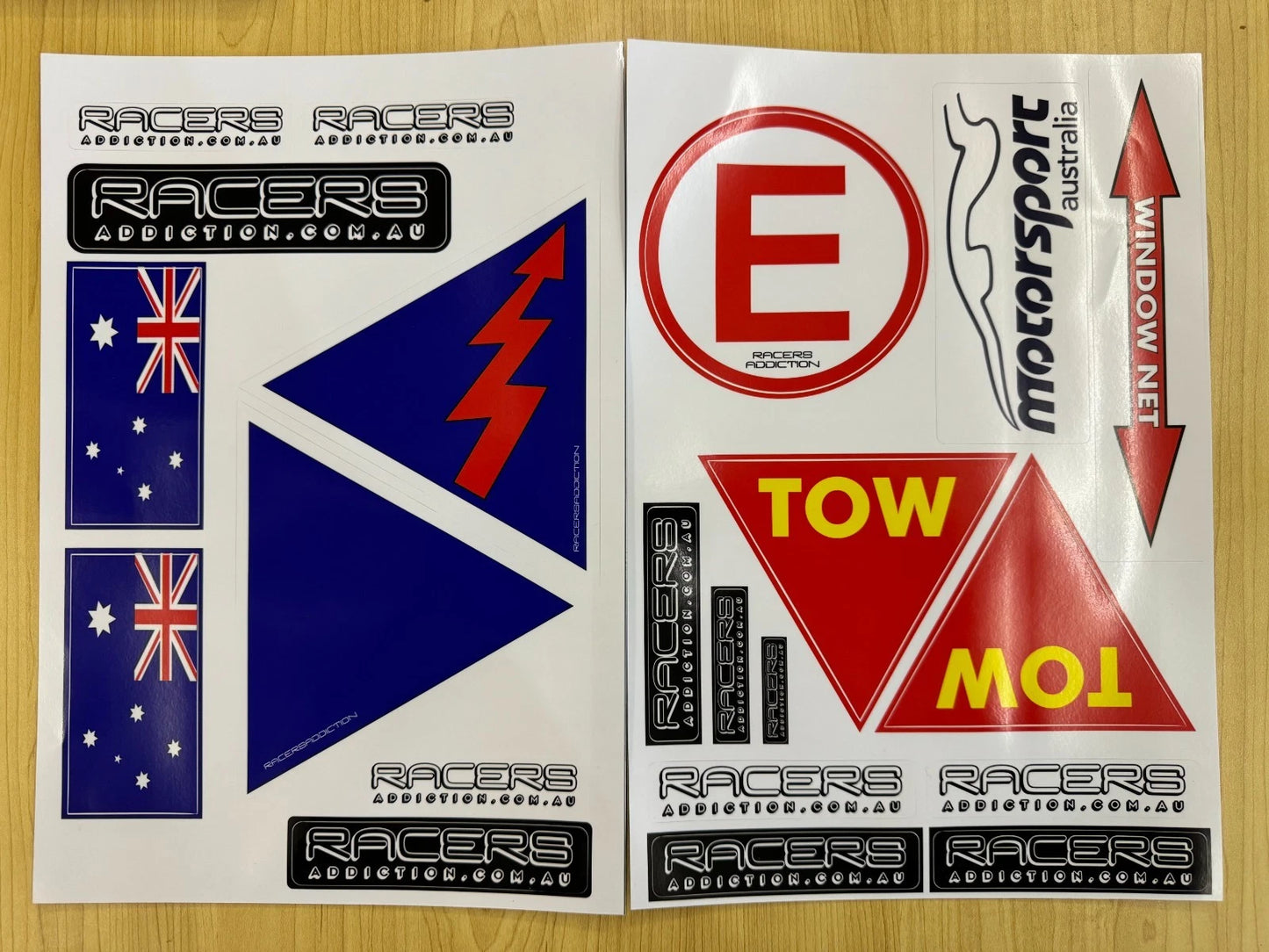 Racers Addiction Small Motorsport Australia/AASA/CAMS Approved Sticker Sheet